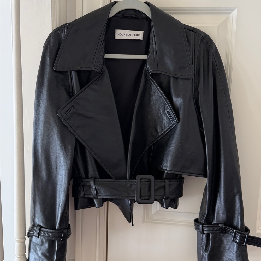Nour Hammour Black Leather Jacket